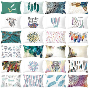 Elegant New Home Decoration Short Plush Pillow Case Feather Soft Rectangular Sofa Seat Bedroom Farmhouse Feather Decorative Throw Pillow Covers Home Decor 30x50CM