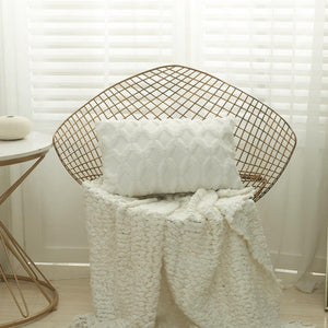 Elegant Plush Pillow Cover Geometric Soft Plush Short Wool Velvet Decorative Throw Pillow Covers Luxury Style Cushion Case Pillow Decorative Throw Pillow Case Soft Cozy Bed Cushion Cover Faux Fur Home Decor