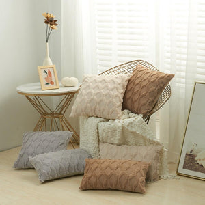 Elegant Plush Pillow Cover Geometric Soft Plush Short Wool Velvet Decorative Throw Pillow Covers Luxury Style Cushion Case Pillow Decorative Throw Pillow Case Soft Cozy Bed Cushion Cover Faux Fur Home Decor