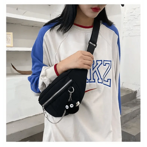 Elegant Purple Ladies Chain Waist Bag Canvas Fanny Pack Luxury Outdoor Chest Bag Phone Purse For Everyday Use