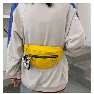Elegant Purple Ladies Chain Waist Bag Canvas Fanny Pack Luxury Outdoor Chest Bag Phone Purse For Everyday Use