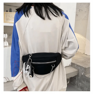 Elegant Purple Ladies Chain Waist Bag Canvas Fanny Pack Luxury Outdoor Chest Bag Phone Purse For Everyday Use