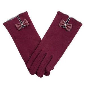 Elegant Red Autumn Full Finger Warm Women Gloves Classic Soft Comfortable Winter One Size Gloves For Women