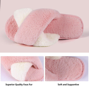 Elegant Warm Fluffy Slippers Women Faux Fur Indoor Floor Slides Flat Soft Furry Shoes Non Slip House Soft Plush Cozy House Shoes Furry Open Toe Indoor Outdoor Slip On Warm Winter Shoes