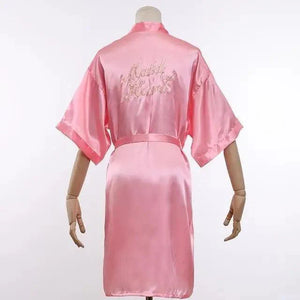 Elegant Wedding Bride Robe Lightweight Short Silk Sleepwear Women Indoor Bathrobes