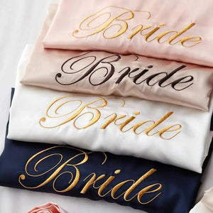 Elegant Wedding Bride Robe Lightweight Short Silk Sleepwear Women Indoor Bathrobes