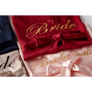 Elegant Wedding Bride Robe Lightweight Short Silk Sleepwear Women Indoor Bathrobes