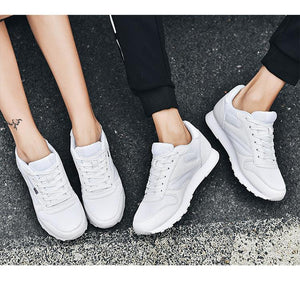 Elegant White Leather Mans Womens Sneakers Summer Lace-Up Trainers Gym Tennis Running Breathable High Quality Sport Women Mesh Wokrout Casual Slip On Flats Sneakers