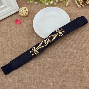 Elegant Wide Fabric Strap  Silver Metal Buckle Belts For Women Trendy Women's Fashion Stretchable Classic Color Belts