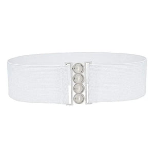 Elegant Wide Fabric Strap  Silver Metal Buckle Belts For Women Trendy Women's Fashion Stretchable Classic Color Belts