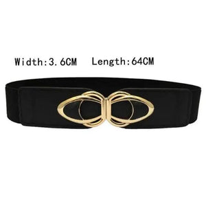 Elegant Wide Fabric Strap  Silver Metal Buckle Belts For Women Trendy Women's Fashion Stretchable Classic Color Belts