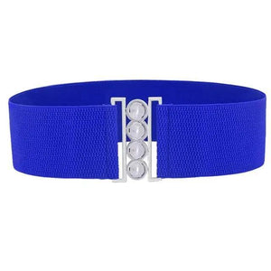 Elegant Wide Fabric Strap  Silver Metal Buckle Belts For Women Trendy Women's Fashion Stretchable Classic Color Belts