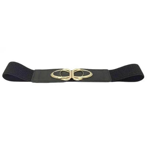 Elegant Wide Fabric Strap  Silver Metal Buckle Belts For Women Trendy Women's Fashion Stretchable Classic Color Belts