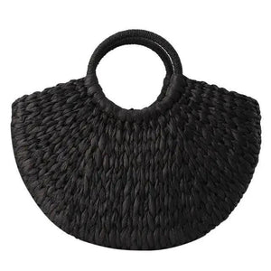 Elehant Women's Woven Wicker Straw Half Round Bag Trendy Large Capacity Female Casual Travel Bag