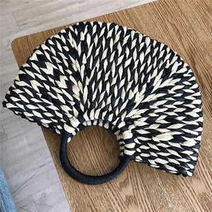 Elehant Women's Woven Wicker Straw Half Round Bag Trendy Large Capacity Female Casual Travel Bag