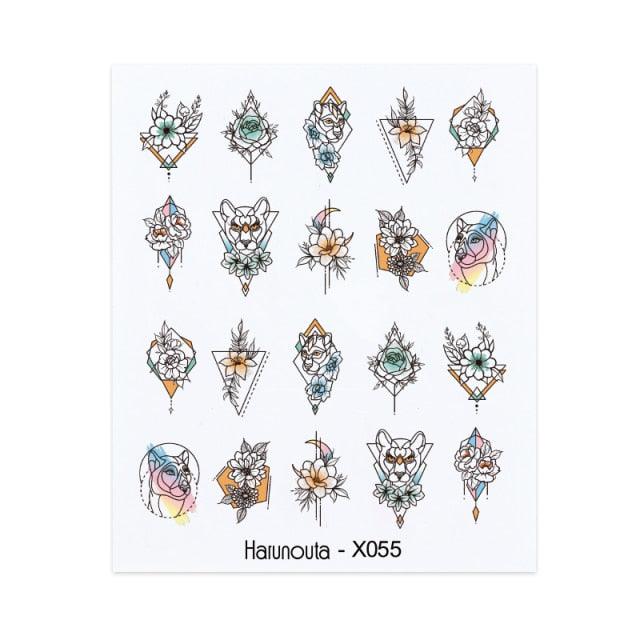 Embossed Nails Sticker 3D Flower Leaves Slider Water Transfer Nail Decals for Nail Art Transfer Sticker  3D Wave Design Decoration for Women Girls Art Stickers Decal Decoration Metallic Curve Strip Line Nail Decor