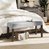 End of Bed Bench with Padded Seat and Solid Wood Legs-Gray