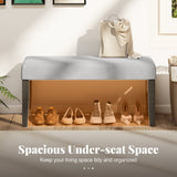 Upholstered Bedroom Bench with Padded Seat and Solid Wood Legs-Gray