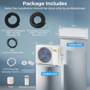 Energy Star Certified 12000 BTU 24 SEER2 208-230V Ductless Mini Split Air Conditioner and Heater WiFi Enabled