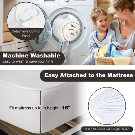 Safe Electric Heated Mattress Pad with 4 Size 8 Temperature 10-Hour Timer-Full Size