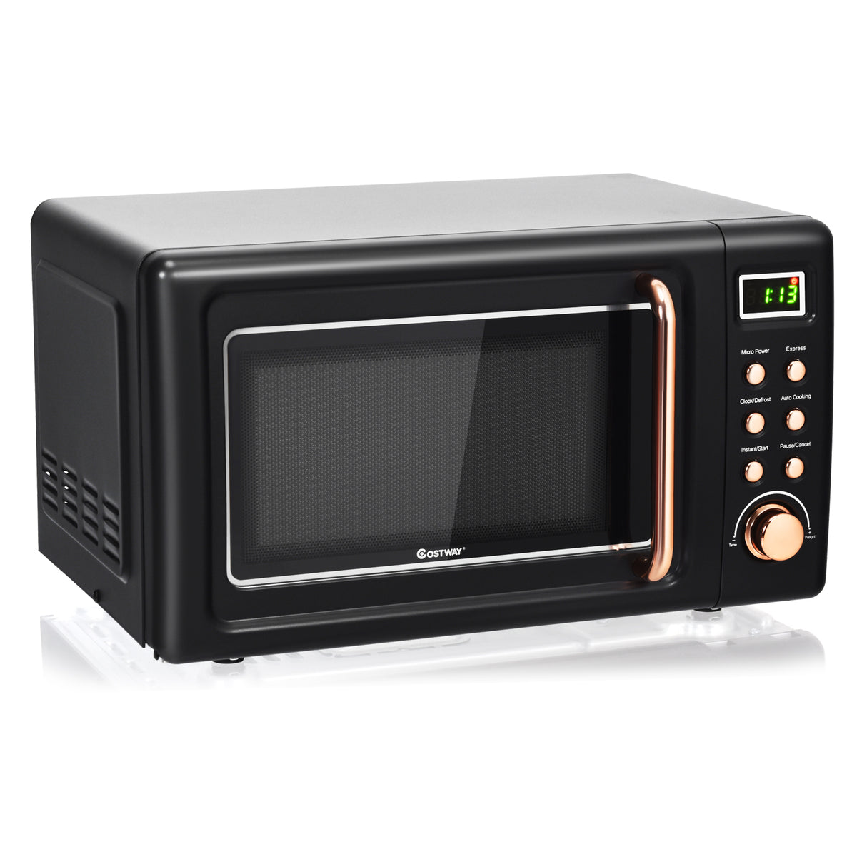 700W Retro Countertop Microwave Oven with 5 Micro Power and Auto Cooking Function-White