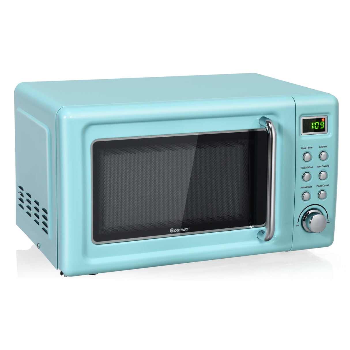 700W Retro Countertop Microwave Oven with 5 Micro Power and Auto Cooking Function-White