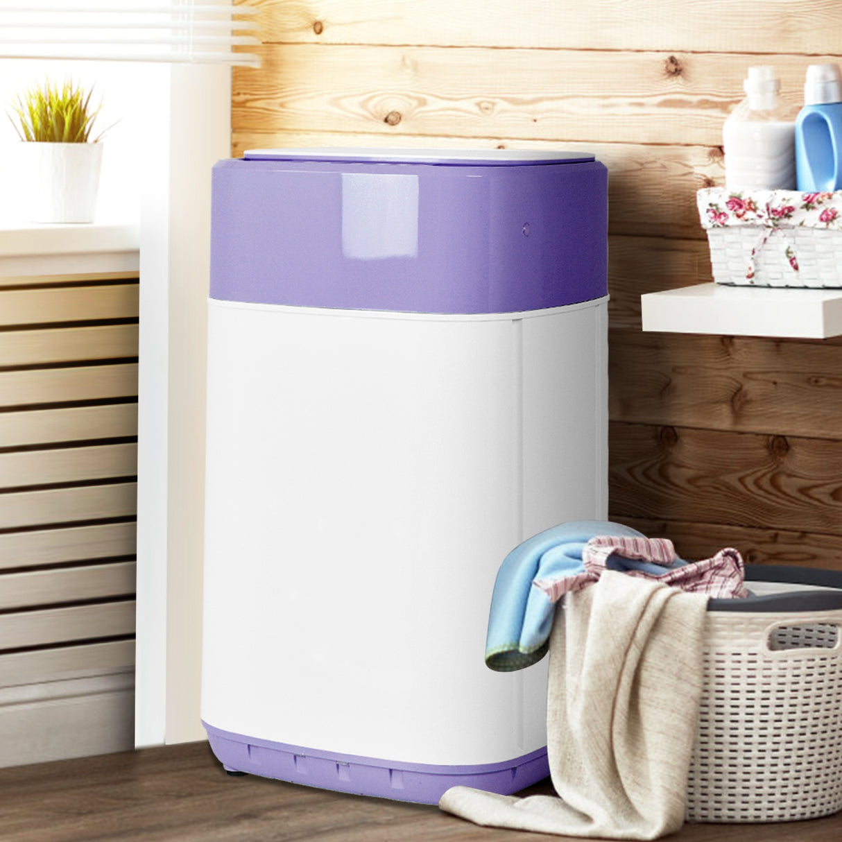 8lbs Portable Fully Automatic Washing Machine with Drain Pump-Pink