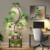 8 Tiered 62" Plant Stand Indoor with Grow Lights, S-Shaped Plant Rack for Home,Patio