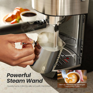 Espresso Machine ,Semi-Automatic Coffee Maker with Bean Grinder and Milk Frother Steam Wand CM8050