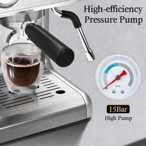 Espresso Machine ,Semi-Automatic Coffee Maker with Bean Grinder and Milk Frother Steam Wand CM8050