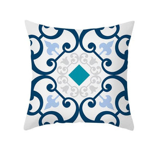 Ethnic Floral Patterns Sofa Cushion Cases Nordic Geometric Simple Blue Modern Decorative Throw Pillow Case Cushion Case For Room Bedroom Pillows Case Bohemian Decor Home Pillows 45x45CM