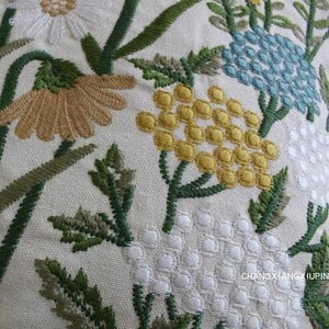 European Floral Cushion Cover Cotton Pillowcases Yellow Botanical Flowers and Green Leaves Floral Garden Pattern Printed Cushion Home Decor Rectangle Pillow Cover