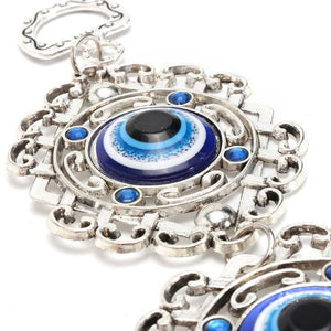Evil Eye Wind Chimes Home Wall Hanging Decor Blue Evil Eye Wall Hanging Ornament With Round Eye Design Metal Home Decor Protection And Good Luck Charm Gift Blessing Protection Gift Dream Catcher Blue Rhinestone Wind Chimes