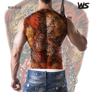 Extra Large Back Temporary Lion Tatoo Sticker Waterproof Black Luxury Big Modern  Design For Mens