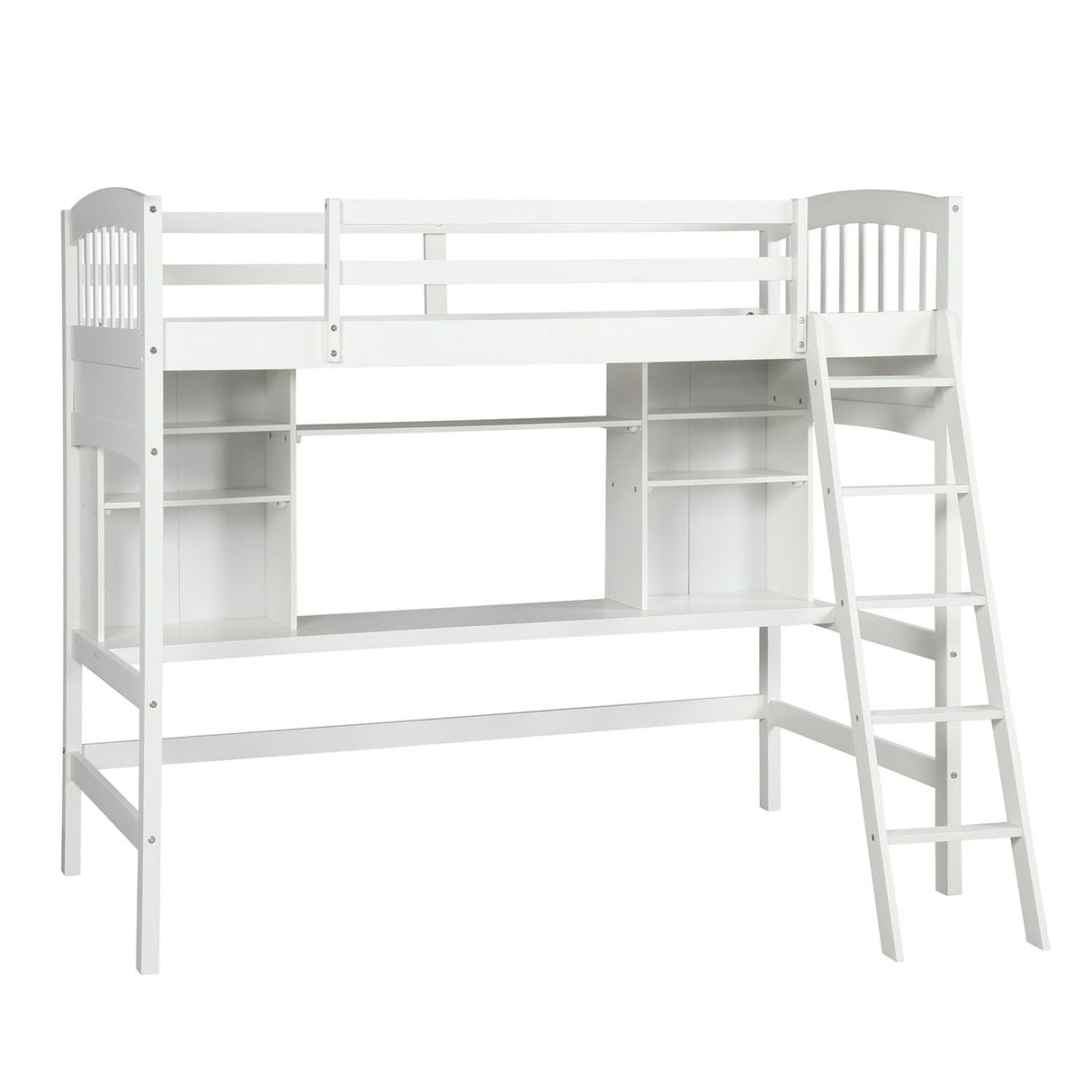 Loft Bed With Storage Shelves, Desk And Ladder by Couch.com