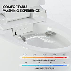 Luxury Smart Toilet With Dryer And Warm Water, Elongated Bidet Toilet With Heated Seat, With Remote Control, Led Night Light, Power Outage Flushing, Soft Close Cover - White by Couch.com