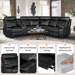 Home Theater Seating Manual Recliner With Cup Holder, Hide - Away Storage PU Reclining Sofa For Living Room, Home Theater by Couch.com