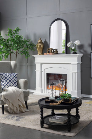 Hand Carved Rose Antique Mirror Frame, Wood Arch Mirror Wall Decor For Living Room by Couch.com