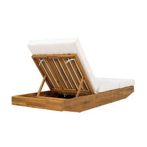 Acacia Wood Chaise Lounge with Cushion