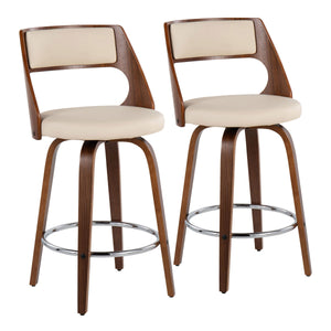 Cecina - Mid-Century Modern Fixed Height Counter Stool With Swivel And Round Footrest (Set of 2) by Couch.com