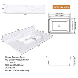 Bianco Carrara Venato Marble Vanity Top With Pre Drilled Faucet Hole And Undermount Sink by Couch.com