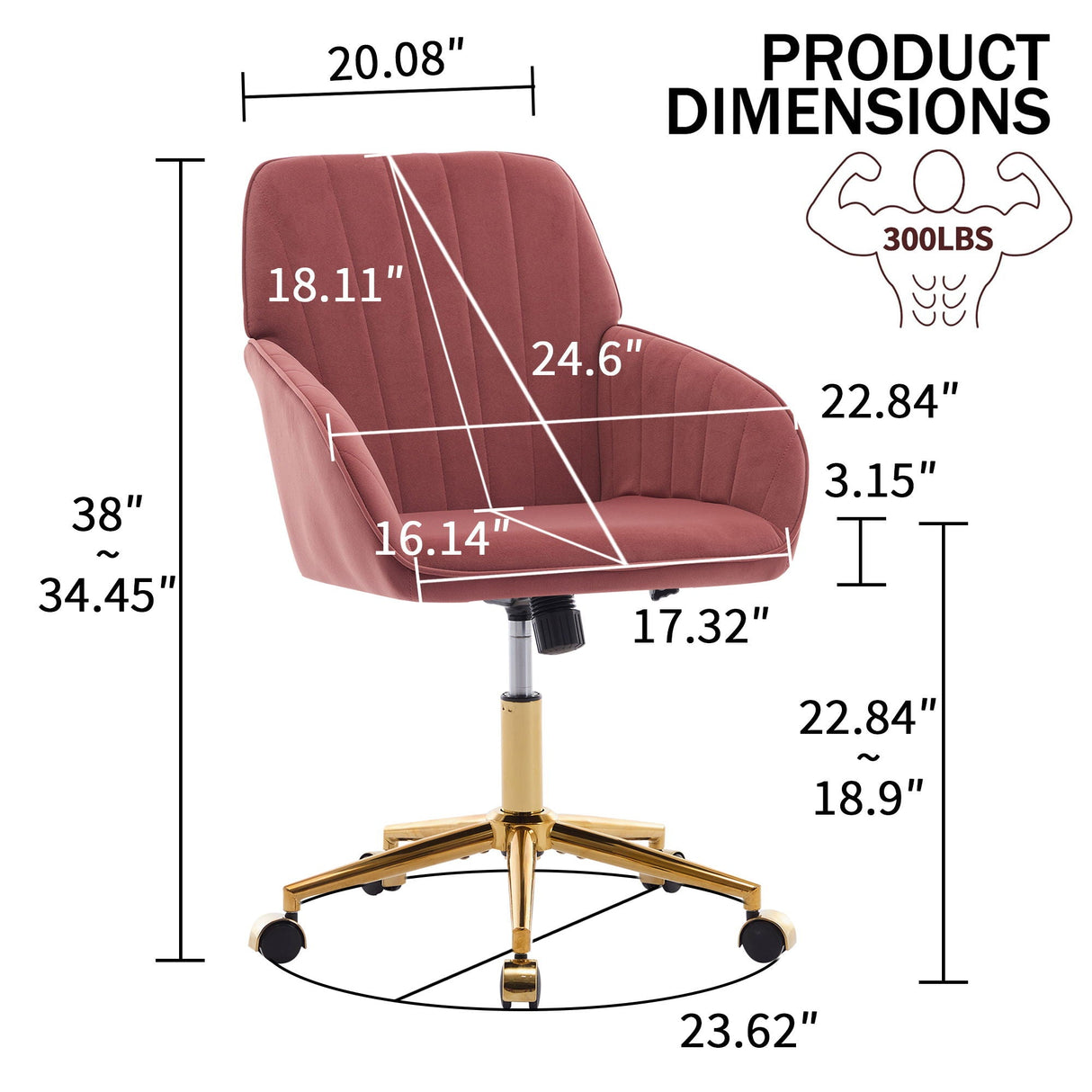 Adjustable Ergonomic Swivel Office Chair by Couch