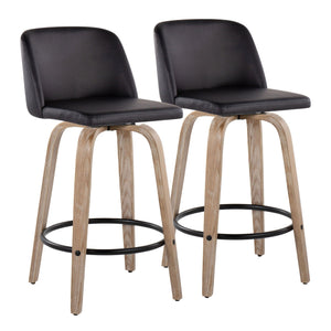Toriano - Contemporary Fixed-Height Counter Stool & Swivel With Round Footrest (Set of 2) by Couch.com