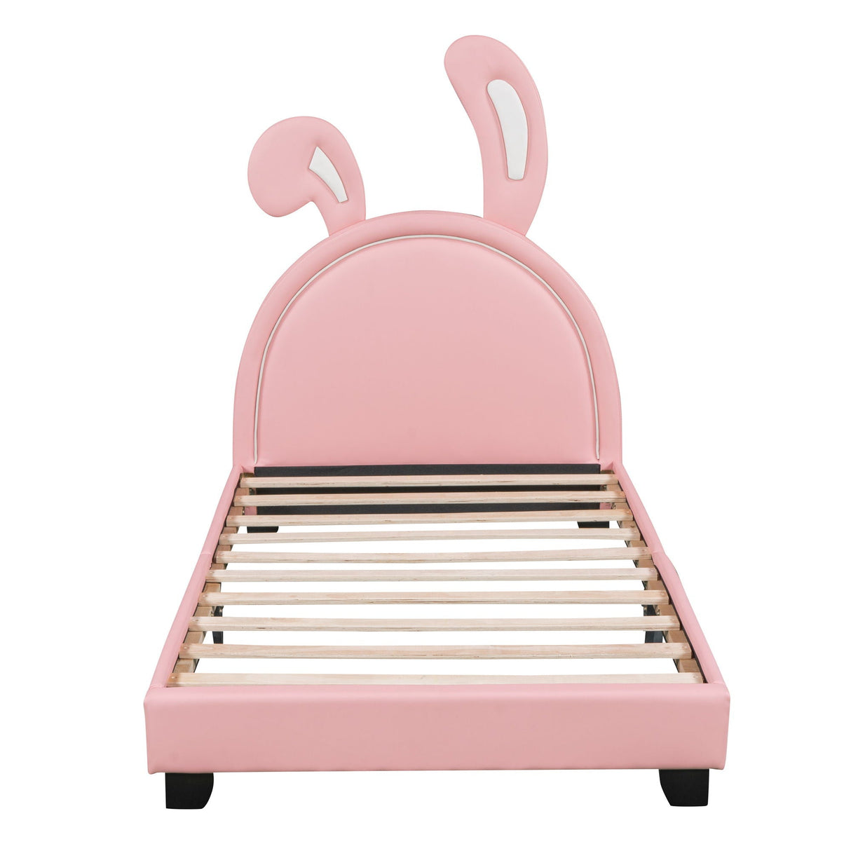 Upholstered Leather Platform Bed With Rabbit Ornament by Couch.com