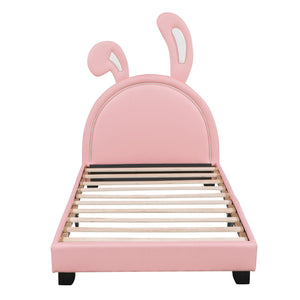 Upholstered Leather Platform Bed With Rabbit Ornament by Couch.com