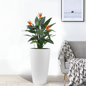 Set of 2 Faux Rattan Tall Planters with Automatic Watering System