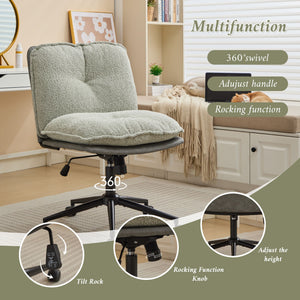 Oversize Seat Cirss Cross Chair With Wheels, Elegant Design Computer Chair, Adjustable Height 360 Degree Rolling Swivel Home Office Chair For Small Space, Dressing Room, Living Room by Couch.com