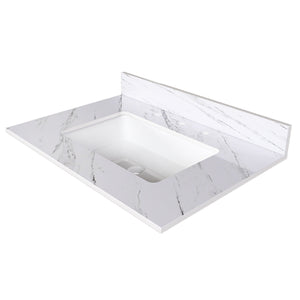 Bianco Carrara Venato Elegant Marble Vanity Top, Bathroom Vanity With Undermount Sink, Sintered Stone by Couch.com
