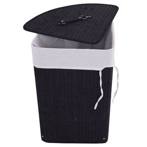 Corner Bamboo Hamper Laundry Basket-Natural