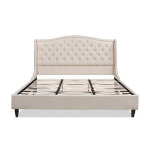 Coverley - King Tufted Shelter Platform Bed - Sky Neutral Beige by Couch.com